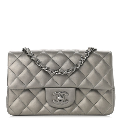 Chanel Metallic Calfskin Quilted Mini Rectangular Flap Ruthenium 1 of 12