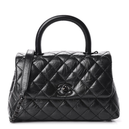 Chanel Aged Calfskin Quilted Mini Coco Handle Flap So Black 1 of 12