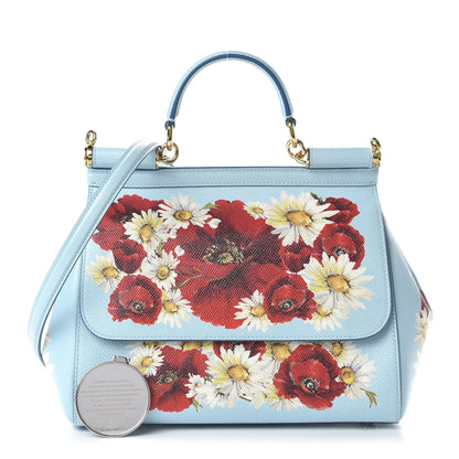 Dolce & Gabbana Dauphine St.Giap Papaveri Print Medium Miss Sicily Satchel Celeste 1 of 9
