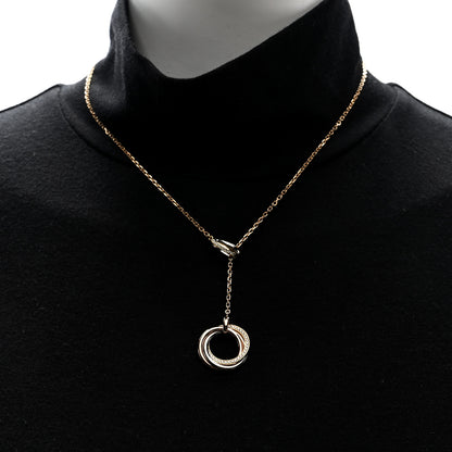 Cartier 18K Pink Yellow White Gold Diamond Trinity Lariat Necklace 3 of 9