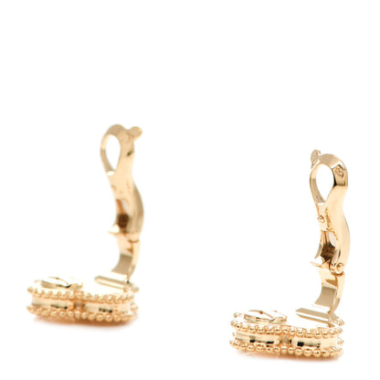 Van Cleef & Arpels 18K Yellow Gold Guilloche Vintage Alhambra Earrings 3 of 8
