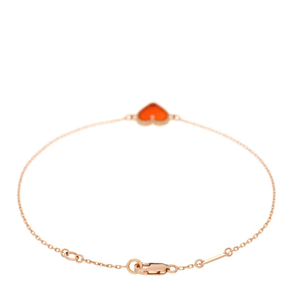 Van Cleef & Arpels 18K Rose Gold Carnelian Sweet Alhambra Heart Bracelet 2 of 4