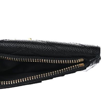 Saint Laurent Grain De Poudre Matelasse Chevron Monogram Compact Wallet Black 5 of 7