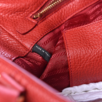 Prada Vitello Daino Side Pocket Tote Rosso 9 of 10