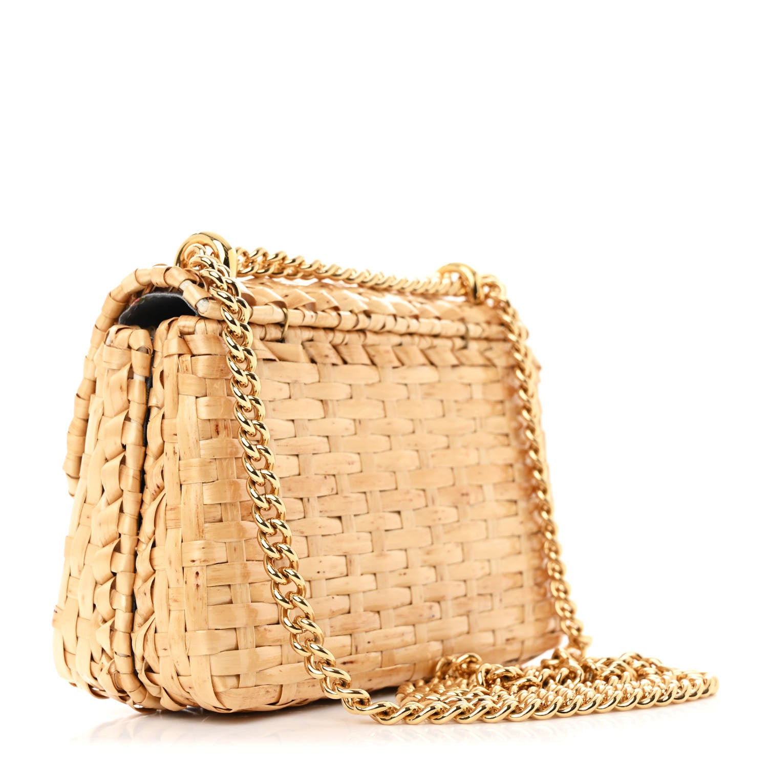 Gucci Glazed Wicker Mini Cestino Shoulder Bag Natural 3 of 10