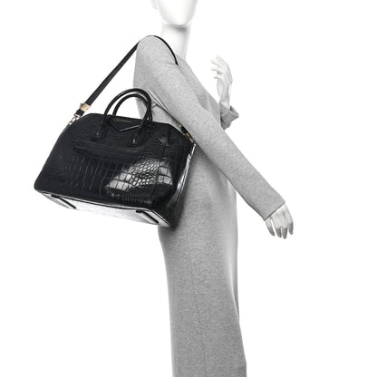Givenchy Calfskin Crocodile Embossed Large Antigona Black 2 of 15
