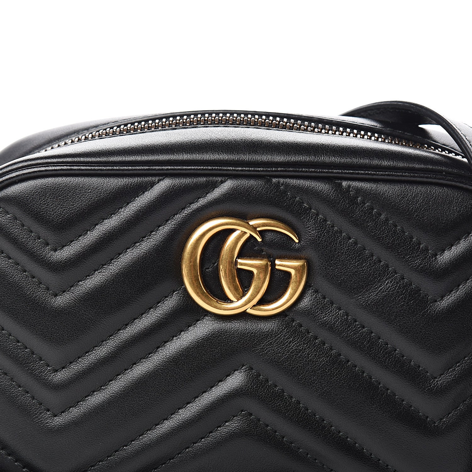 Gucci Calfskin Matelasse Mini GG Marmont Chain Shoulder Bag Black 9 of 10