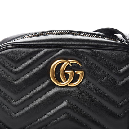 Gucci Calfskin Matelasse Mini GG Marmont Chain Shoulder Bag Black 9 of 10