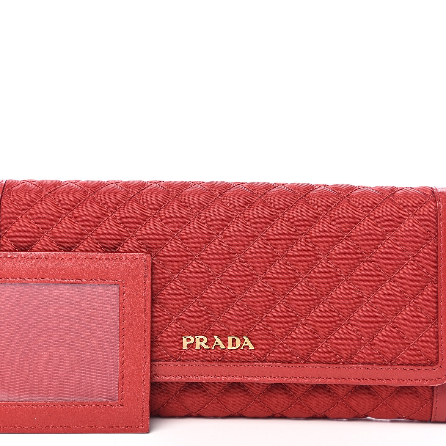 Prada Tessuto Nylon Quilted Continental Flap Wallet Fuoco 8 of 8