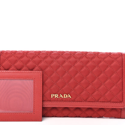 Prada Tessuto Nylon Quilted Continental Flap Wallet Fuoco 8 of 8