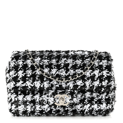 Chanel Sequin Houndstooth Small Flap Black White 1 of 11