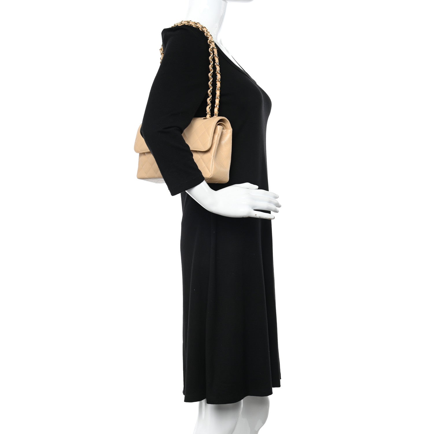 Chanel Caviar Quilted Small Double Flap Beige 2 of 14