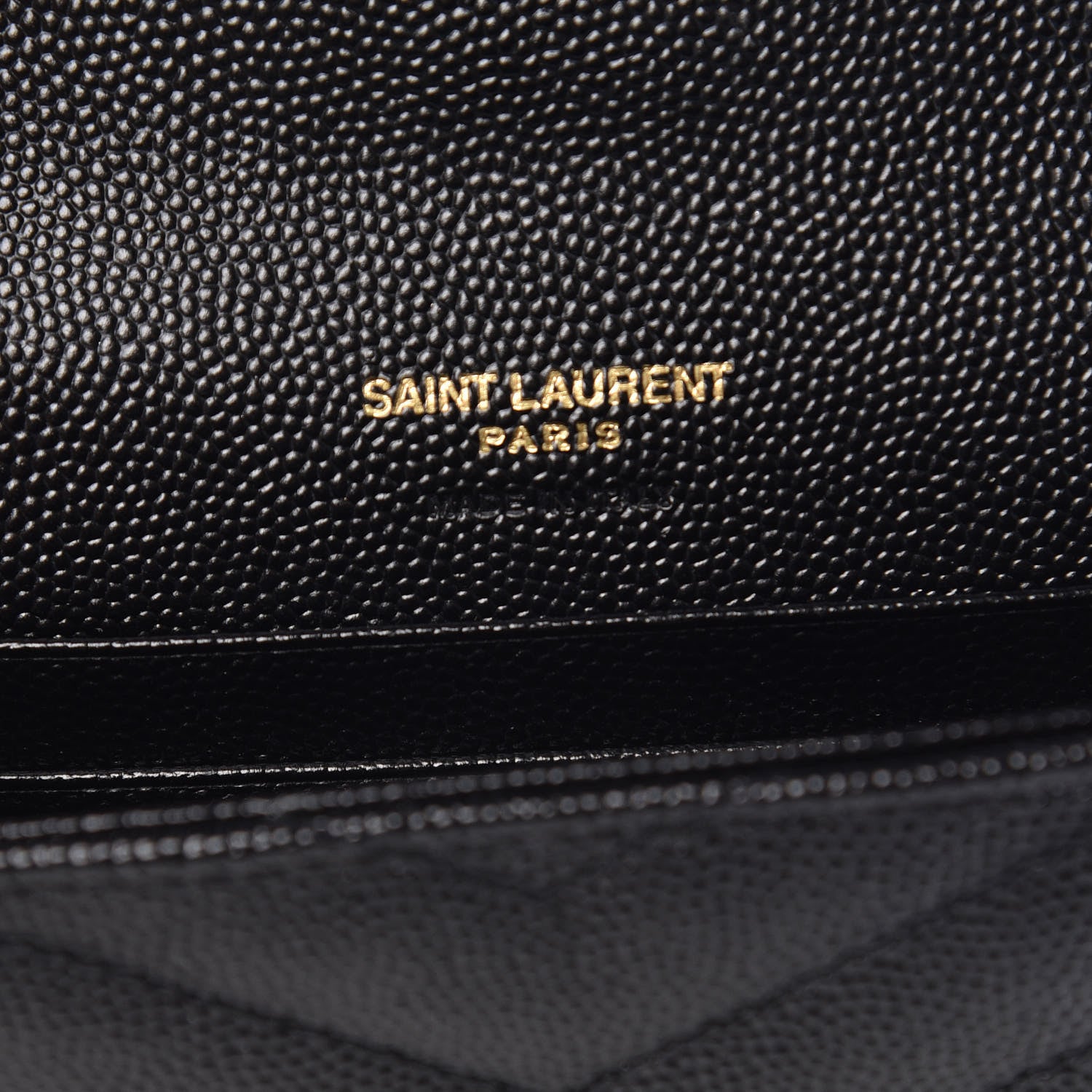 Saint Laurent Grain De Poudre Matelasse Chevron Small Monogram Envelope Wallet Black 6 of 7