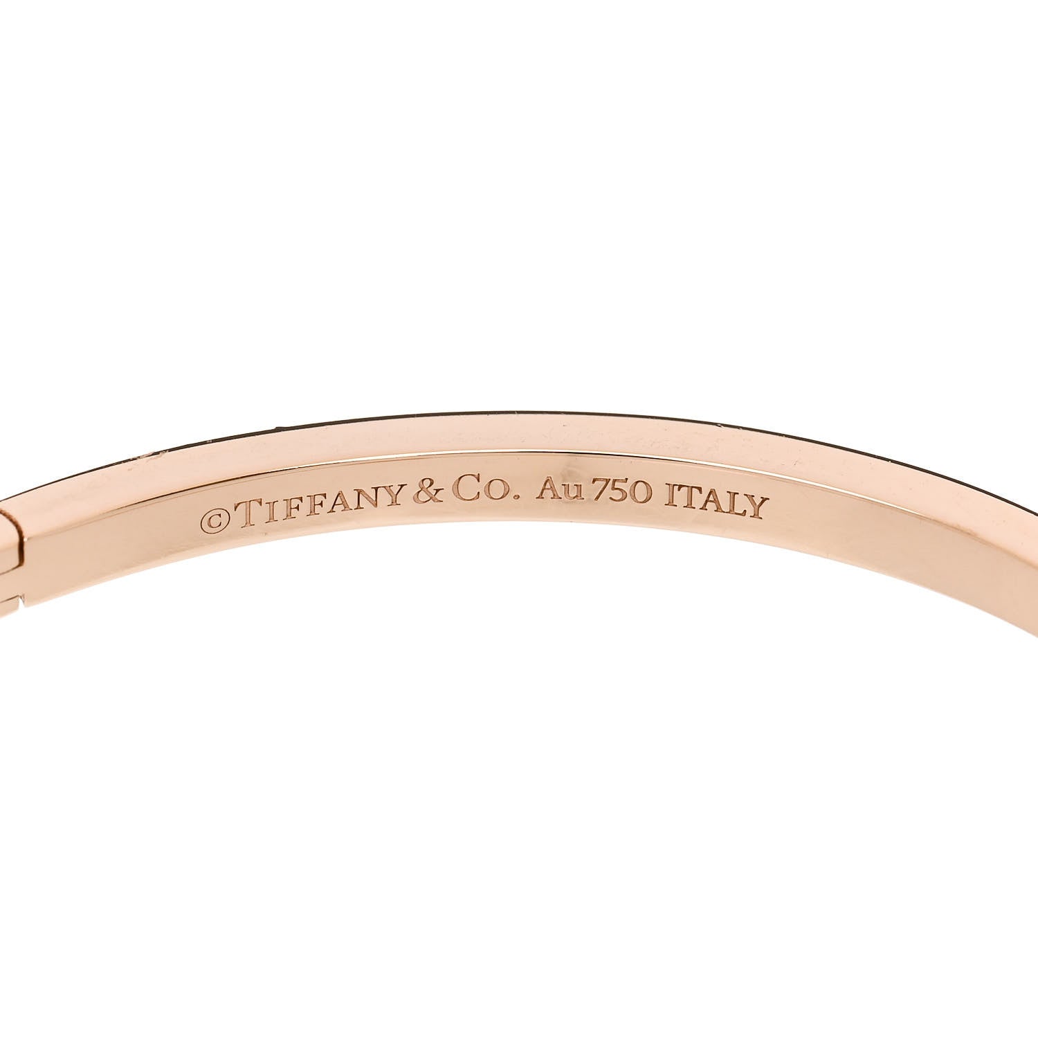 Tiffany 18K Rose Gold Narrow T T1 Hinged Bangle Bracelet 3 of 4