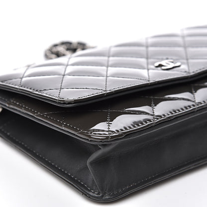 Chanel Patent Quilted Wallet On Chain WOC Black 7 of 13