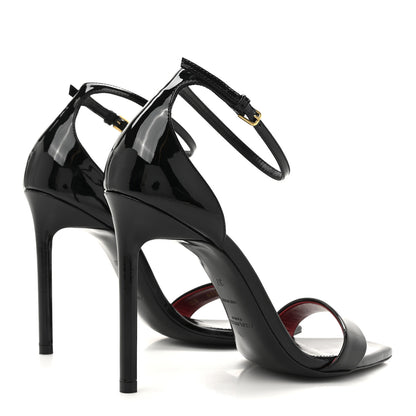 Saint Laurent Patent Calfskin Amber 105 Ankle Strap Sandals 37 Black 5 of 12