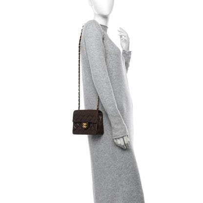 Chanel Lambskin Quilted Mini Square Flap Bag Dark Brown 2 of 11