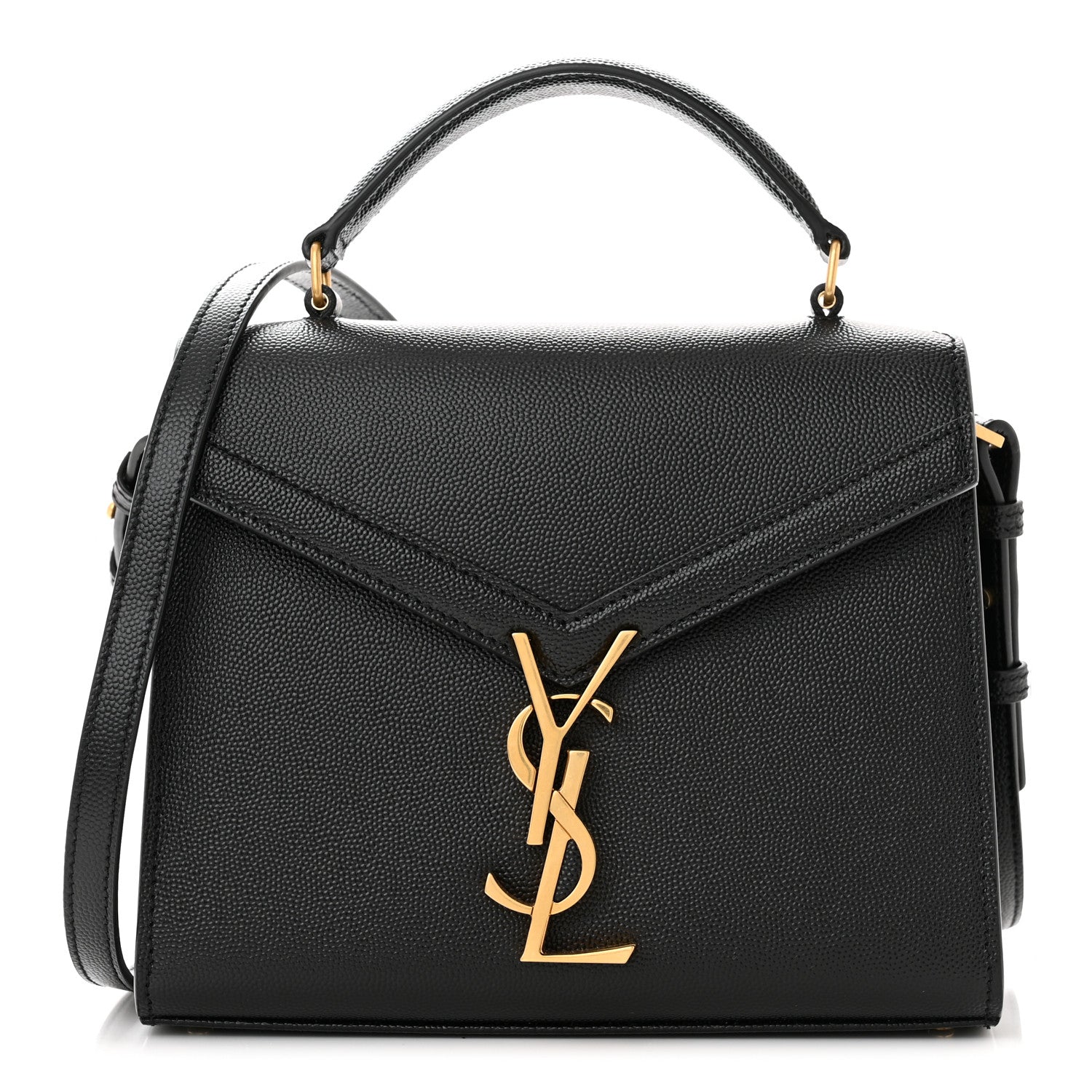 Saint Laurent Grain de Poudre Mini Classic Monogram Cassandra Top Handle Black 1 of 10