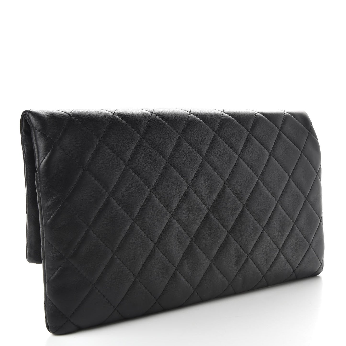 Lambskin Quilted CC Beauty Clutch Black