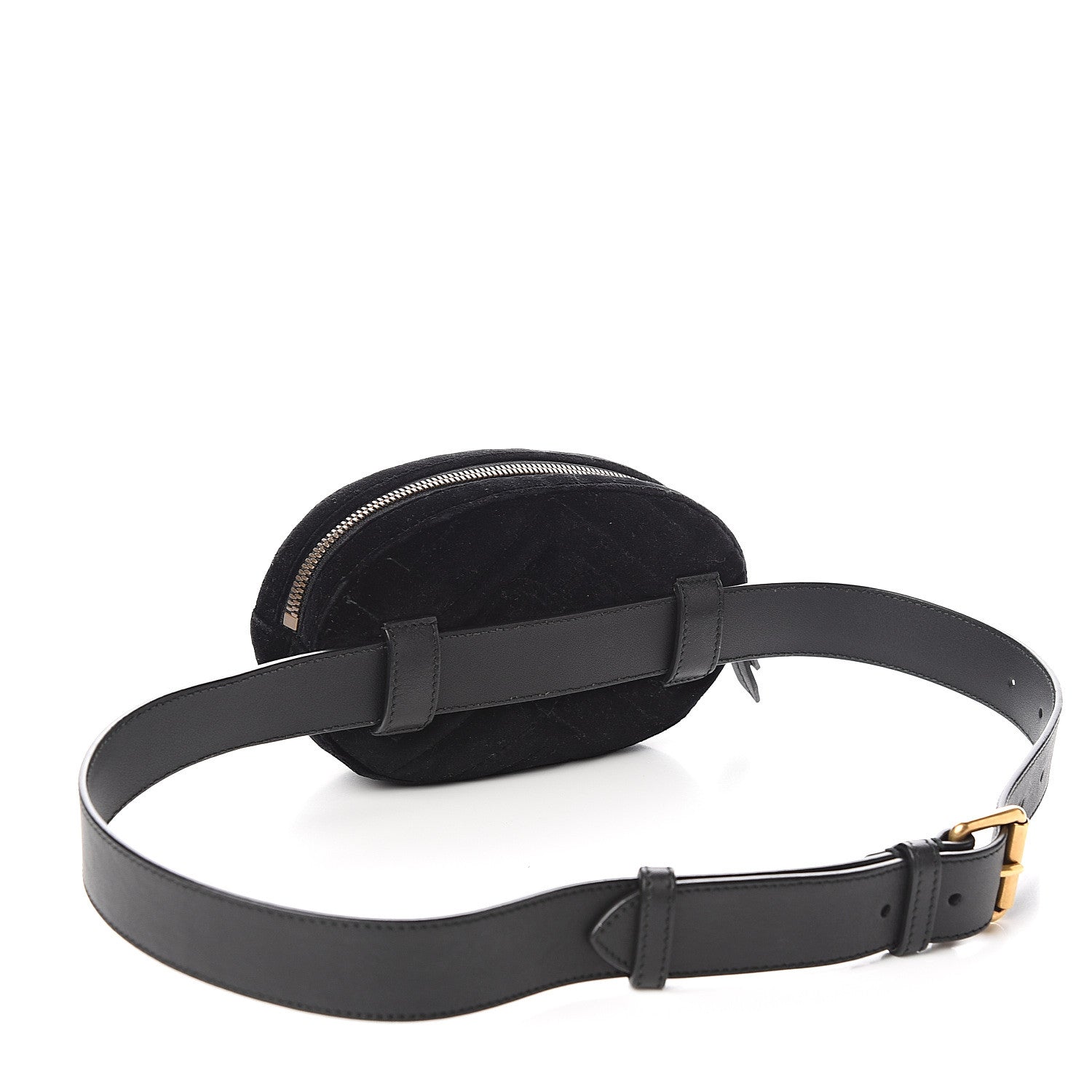 Gucci Velvet Matelasse GG Marmont Belt Bag 85 34 Black 2 of 11