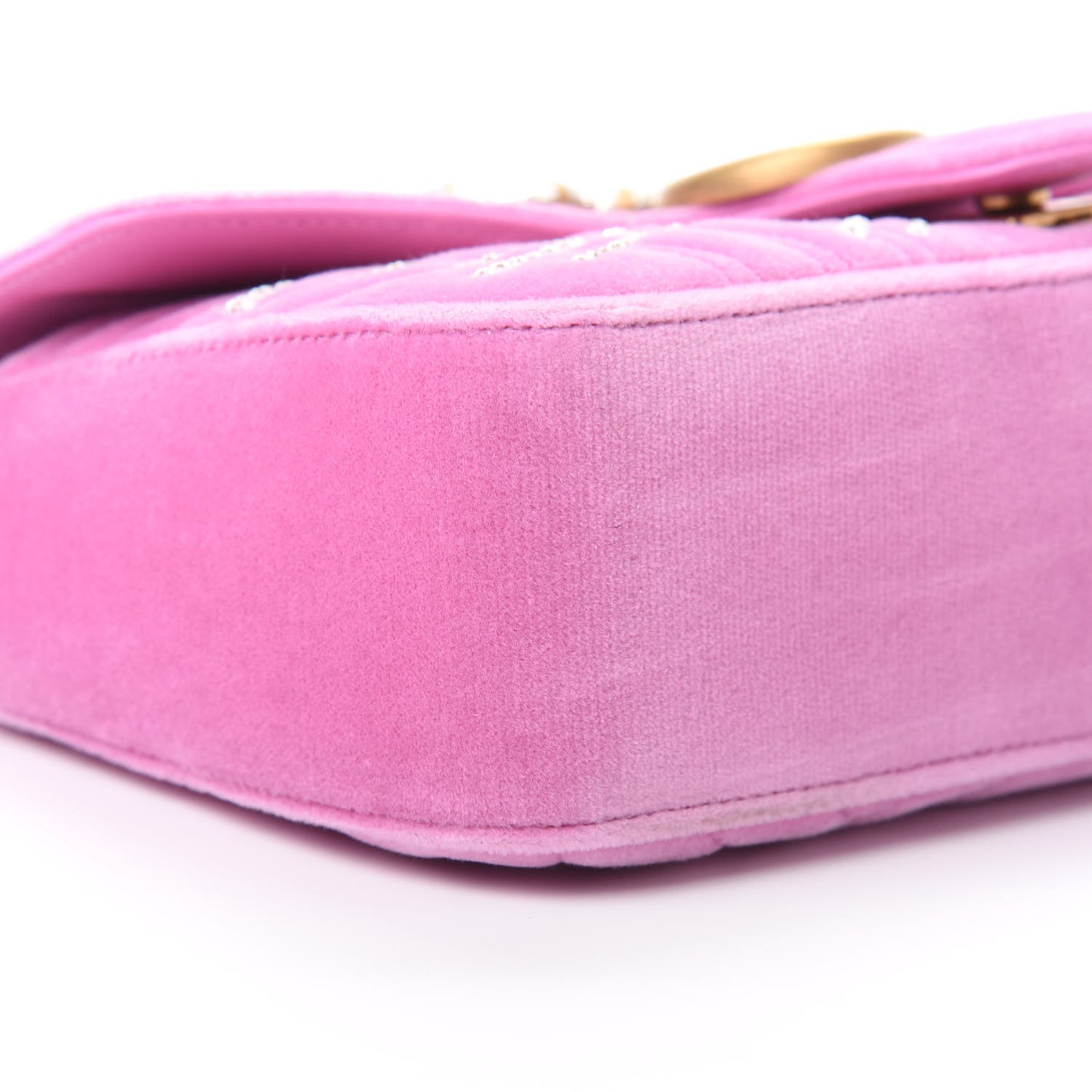 Velvet Matelasse Marquise Crystals Embroidered Small GG Marmont Shoulder Bag Malva