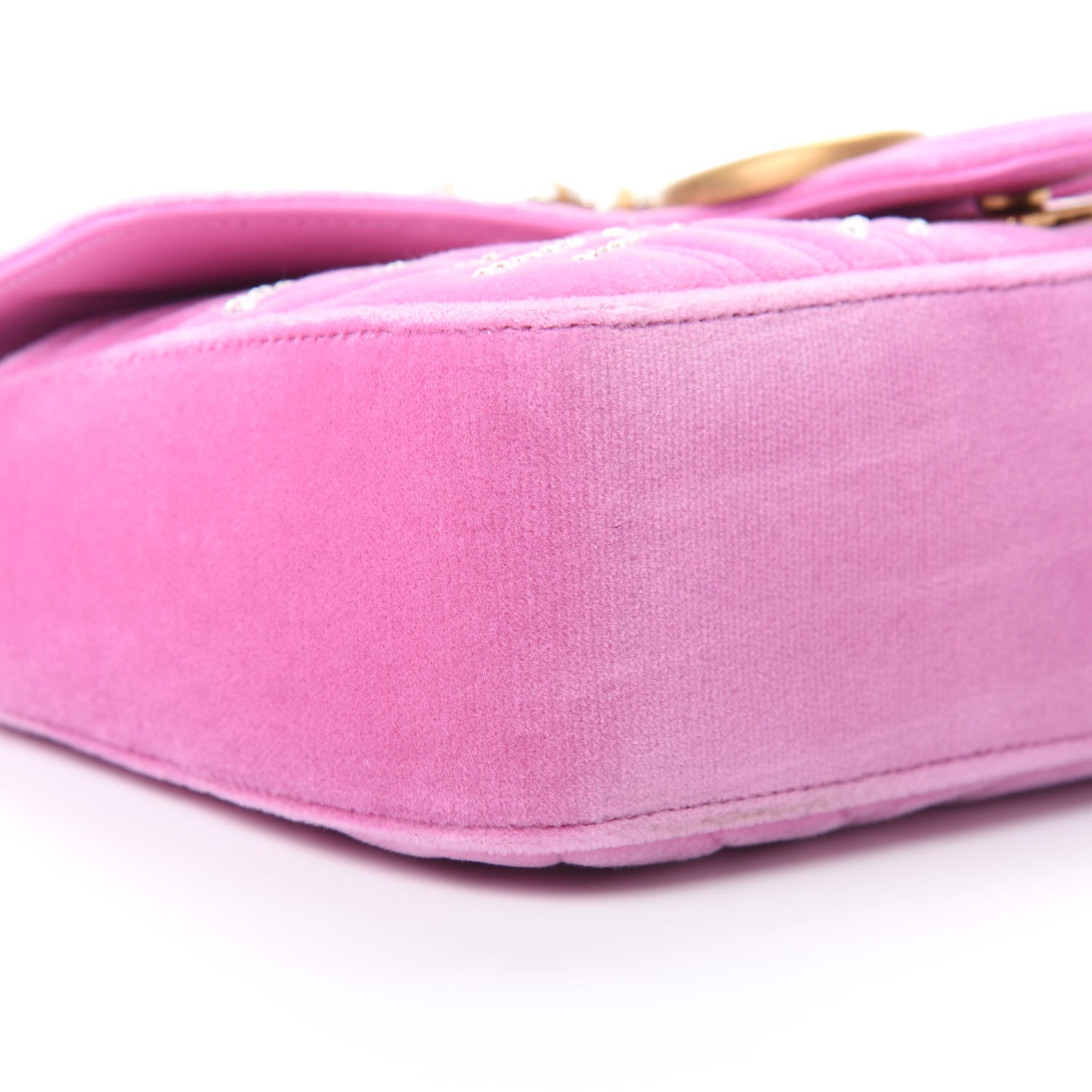 Gucci Velvet Matelasse Marquise Crystals Embroidered Small GG Marmont Shoulder Bag Malva 9 of 11
