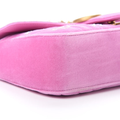 Gucci Velvet Matelasse Marquise Crystals Embroidered Small GG Marmont Shoulder Bag Malva 9 of 11