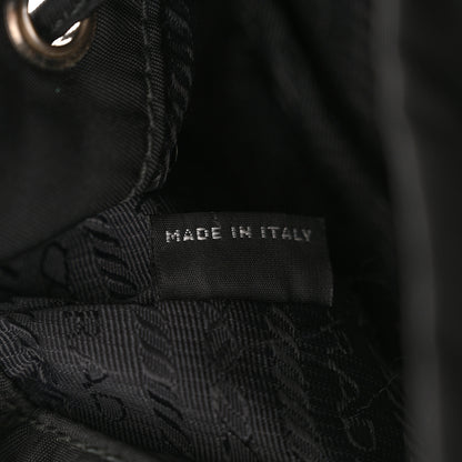 Prada Tessuto Nylon Studded New Vela Mini Bucket Crossbody Bag Black Fuoco 7 of 11