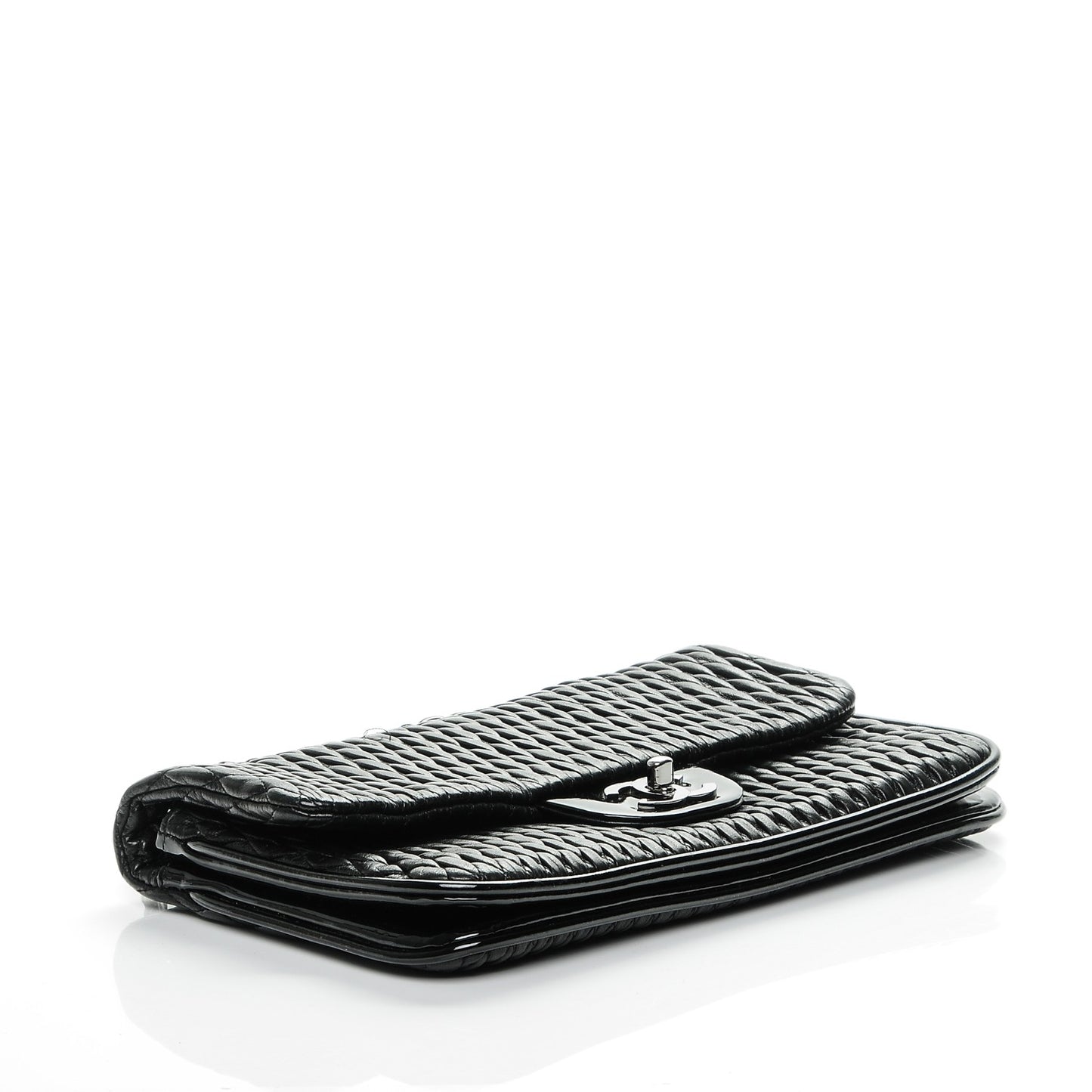 Vinyl Lambskin Quilted Shoulder Flap Black