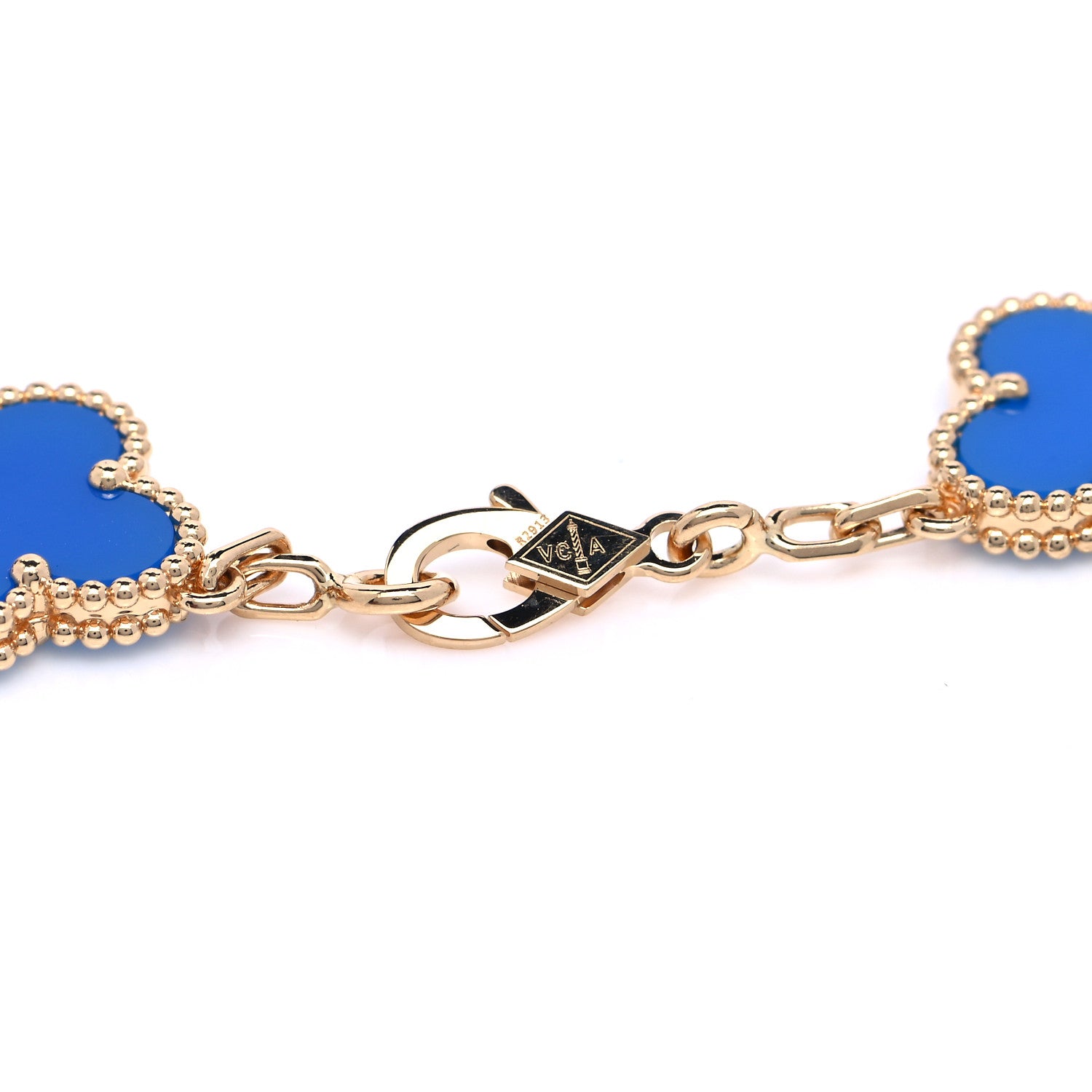 Van Cleef & Arpels 18K Yellow Gold Blue Agate 5 Motifs Vintage Alhambra Bracelet 8 of 16