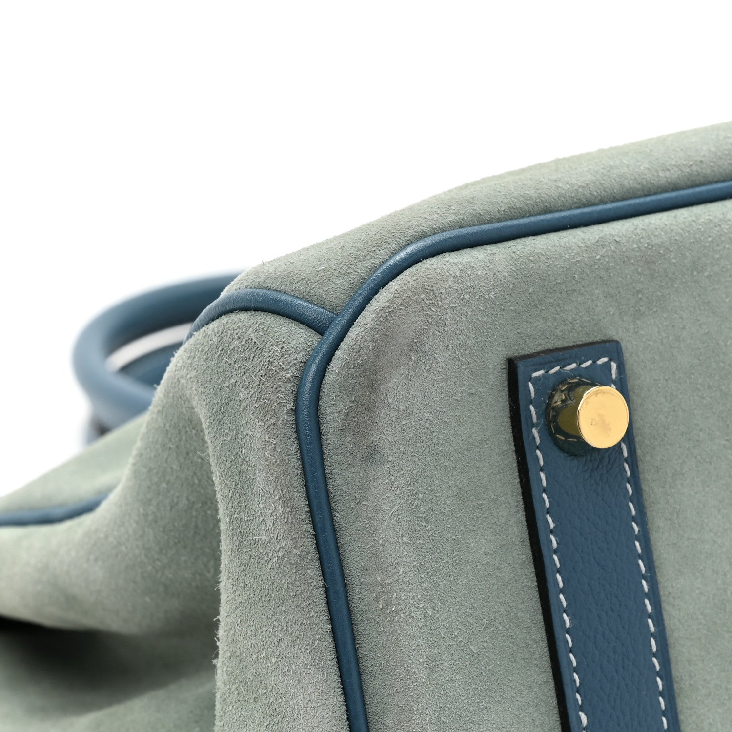 Hermes Veau Doblis Evergrain Grizzly Birkin 35 Bleu de Galice Ciel 10 of 13