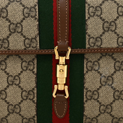 Gucci GG Supreme Monogram Azalea Calfskin Web Jackie 1961 Belt Bag 100 40 Beige Ebony Brown Sugar 8 of 10