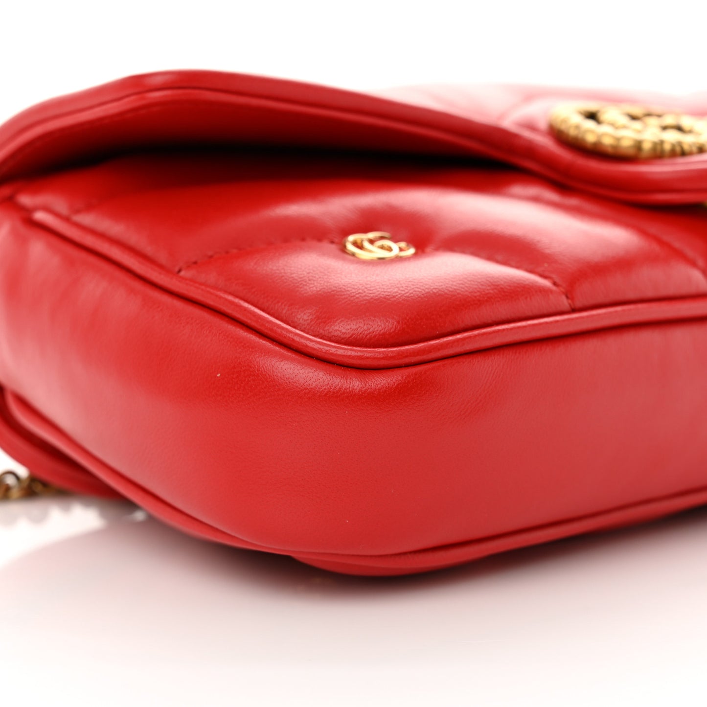 Calfskin Matelasse Double G Studs Mini Torchon GG Marmont Shoulder Bag Hibiscus Red