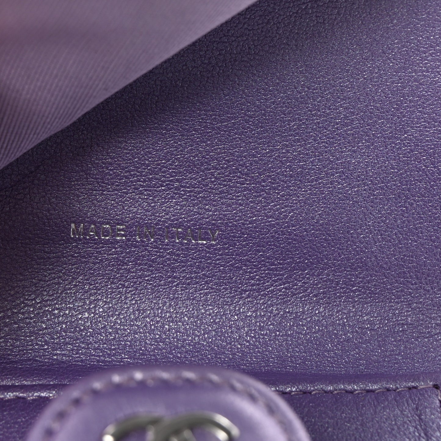 Metallic Lambskin Quilted Compact Flap Wallet Light Purple