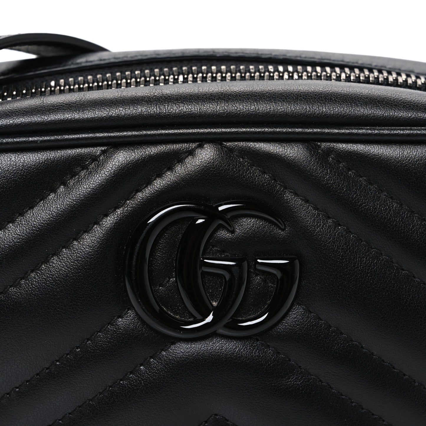 Calfskin Matelasse Monochrome Mini GG Marmont Chain Shoulder Bag Black