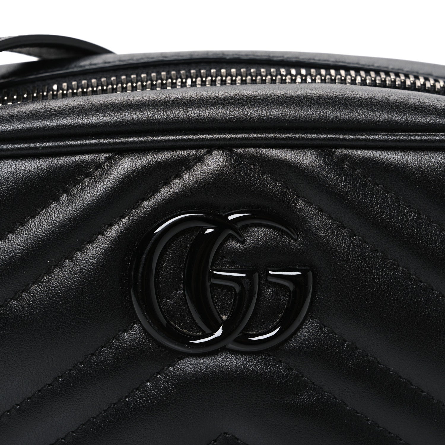Gucci Calfskin Matelasse Monochrome Mini GG Marmont Chain Shoulder Bag Black 8 of 10