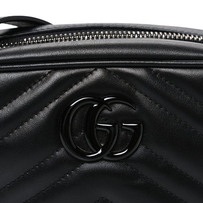 Gucci Calfskin Matelasse Monochrome Mini GG Marmont Chain Shoulder Bag Black 8 of 10