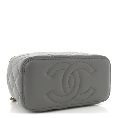 Chanel Lambskin Quilted Small Top Handle Vanity Case With Chain Dark Grey 4 of 11