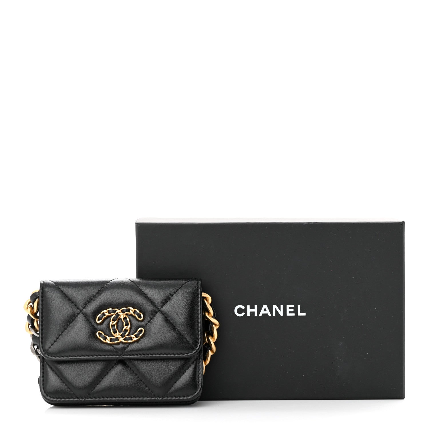 Chanel Lambskin Quilted Chanel 19 Flap Belt Bag Black 13 of 13