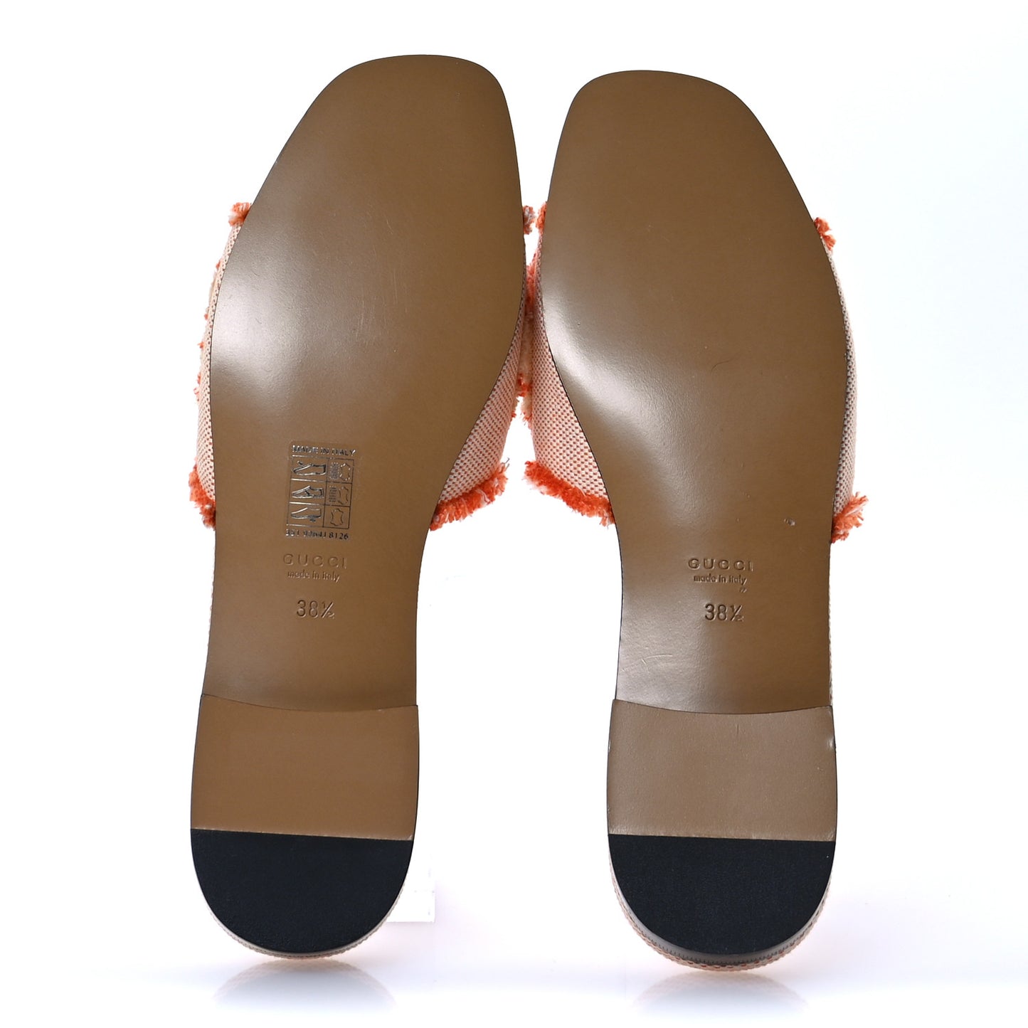 Canvas Interlocking G Bicolor Mountain Slide Sandals 38.5 Orange Natural