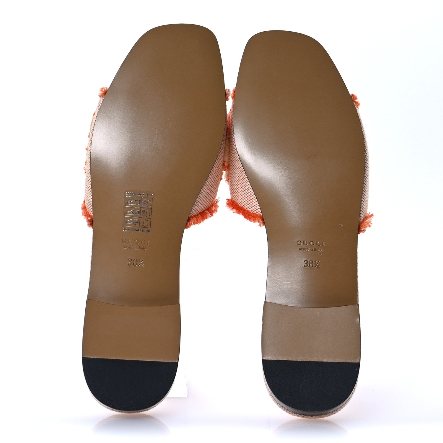 Gucci Canvas Interlocking G Bicolor Mountain Slide Sandals 38.5 Orange Natural 6 of 8