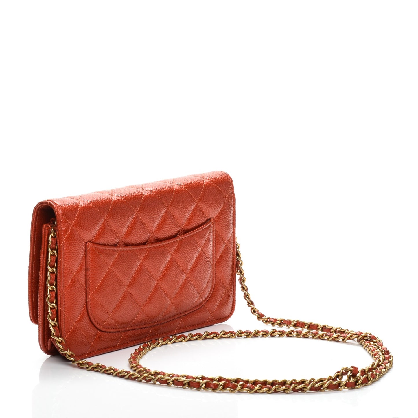 Caviar Quilted Wallet On Chain WOC Orange