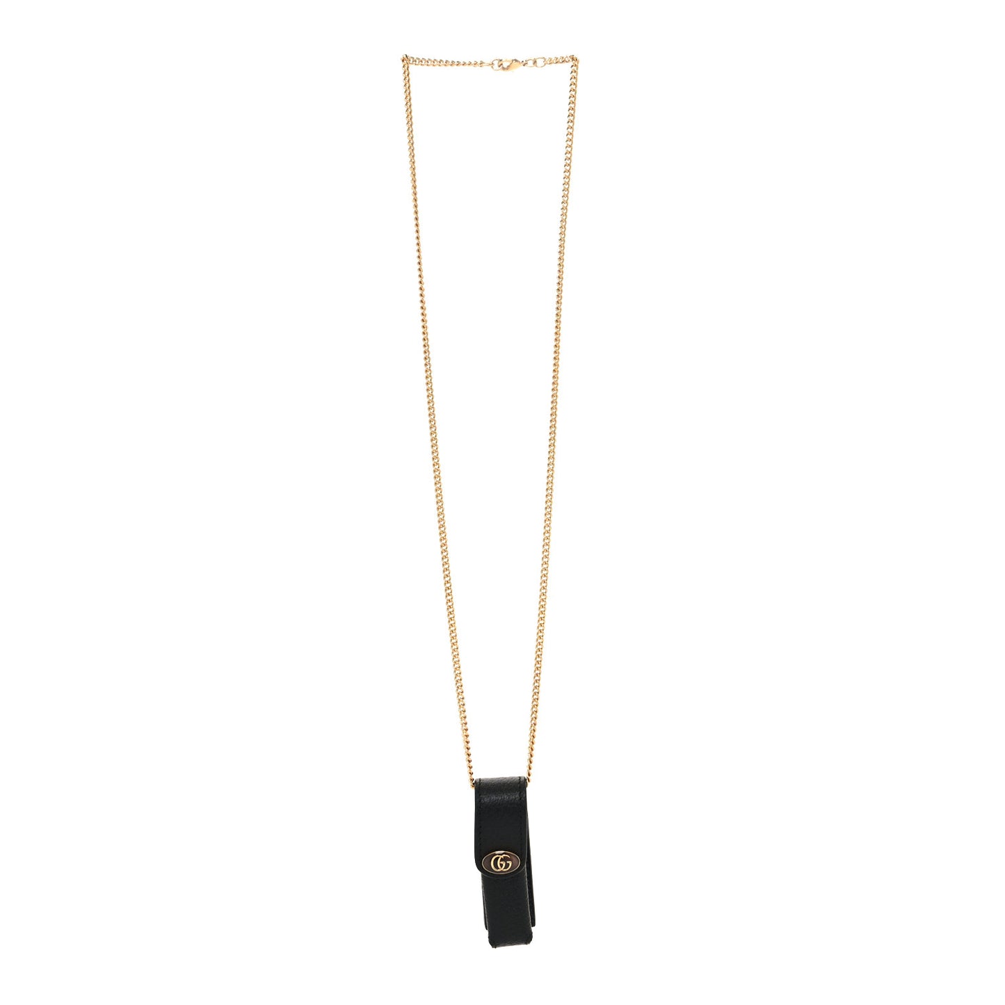 Textured Calfskin Enamel Single Porte Rouges Chain Black