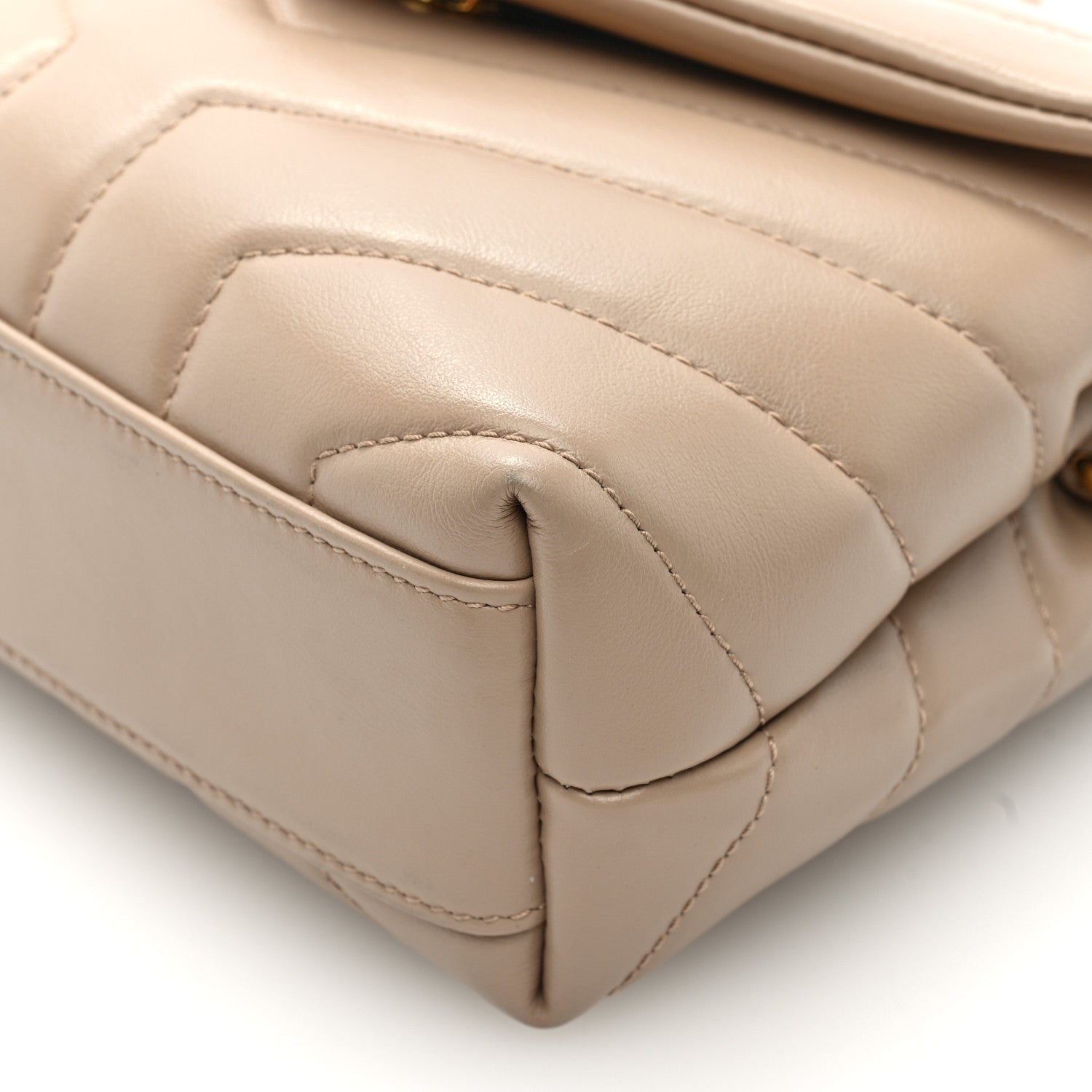 Saint Laurent Calfskin Y Quilted Monogram Toy Loulou Crossbody Bag Dark Beige 9 of 9