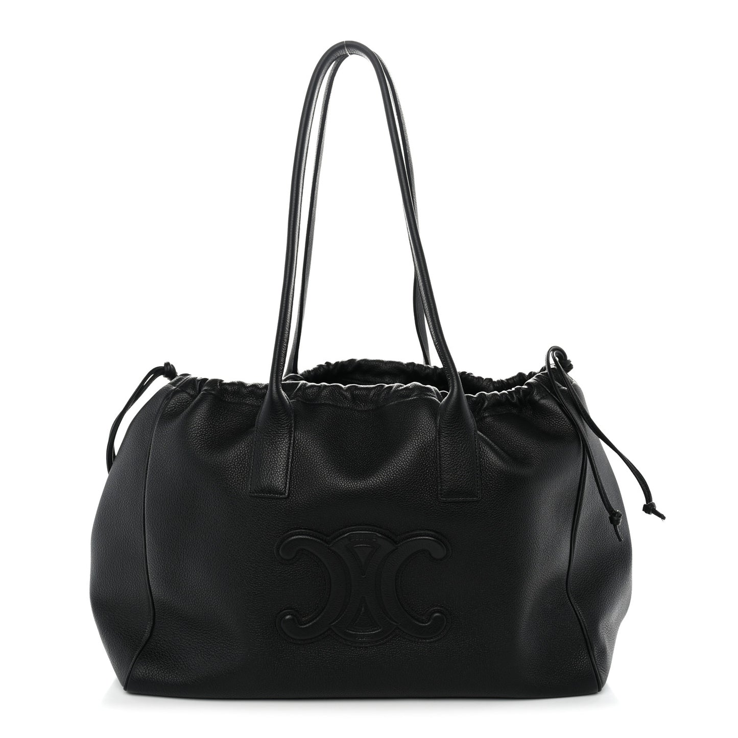 Calfskin Cuir Triomphe Cabas Drawstring Black