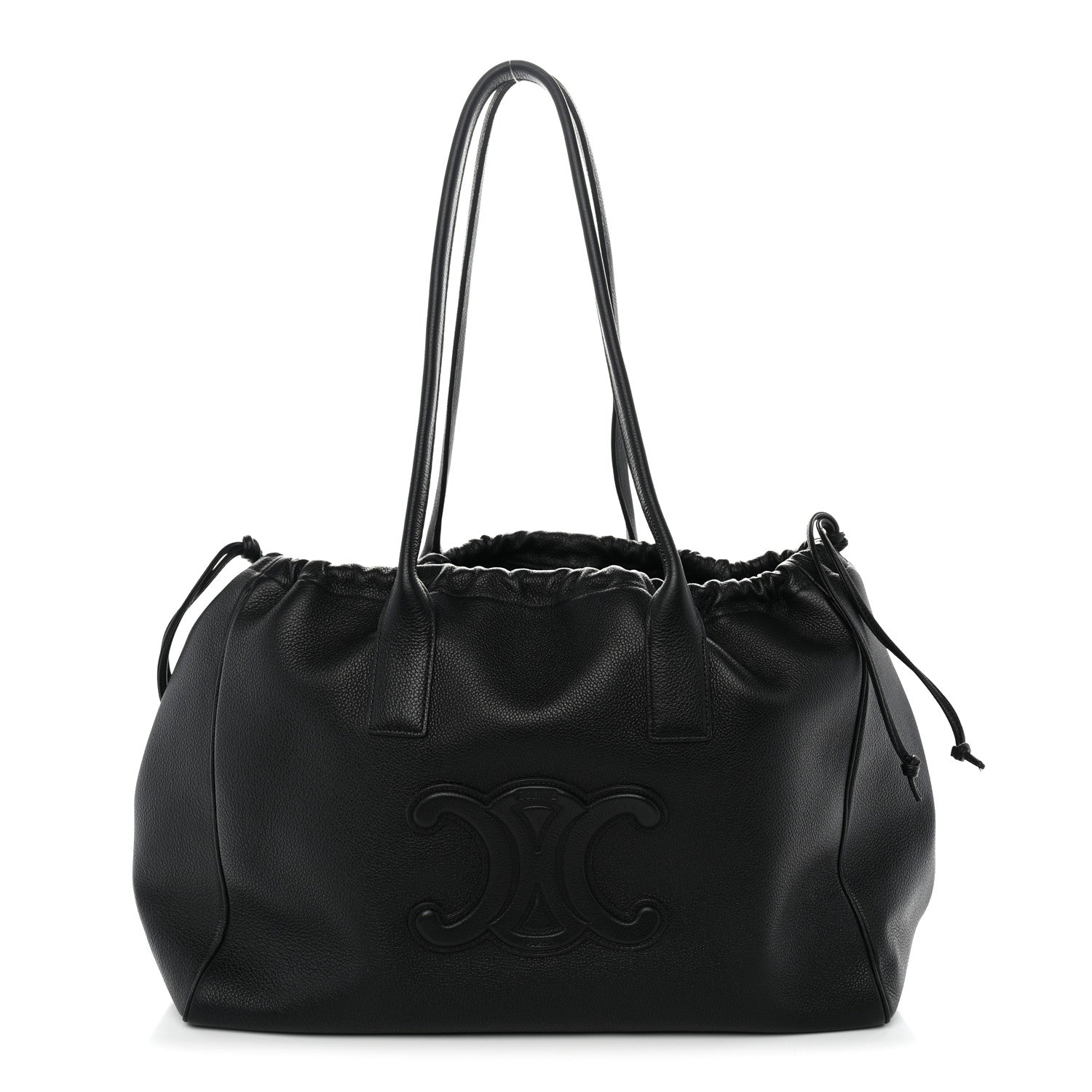Celine Calfskin Cuir Triomphe Cabas Drawstring Black 1 of 10