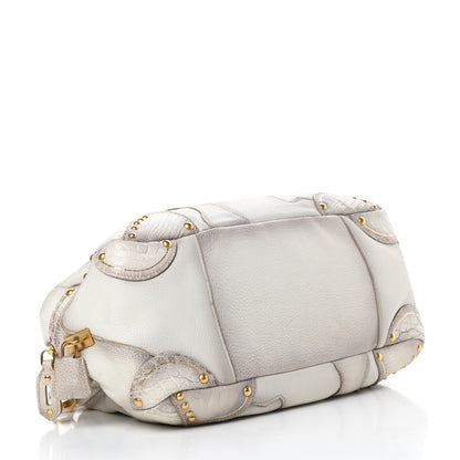 Prada Cervo Patchwork Fringe Bowler Bianco 4 of 21