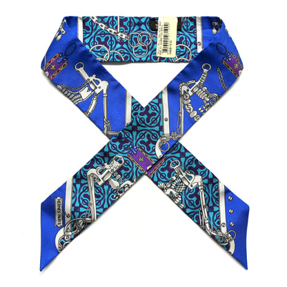 Hermes Silk Mors Et Gourmettes Remix Twilly Bleu Roy Turquoise Prune 1 of 6