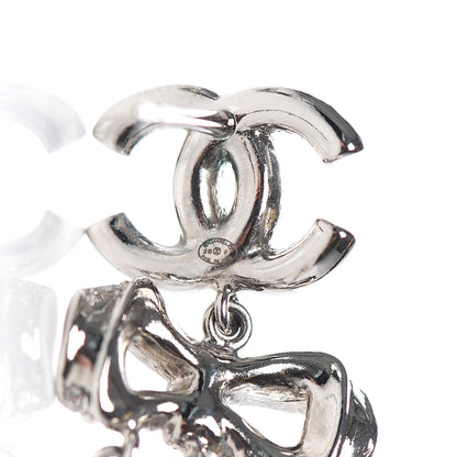 Chanel Crystal CC Bow Drop Earrings Silver 4 of 4