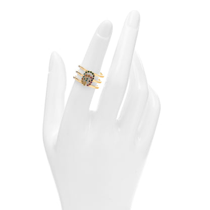 Gucci 18K Yellow Gold Sapphire Topaz Tsavorite Running GG Ring 53 6.25 2 of 5
